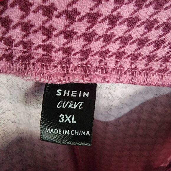 Gingham Flare Pants Pink Womens SZ 3XL Curve Shein Barbie - Picture 5 of 5